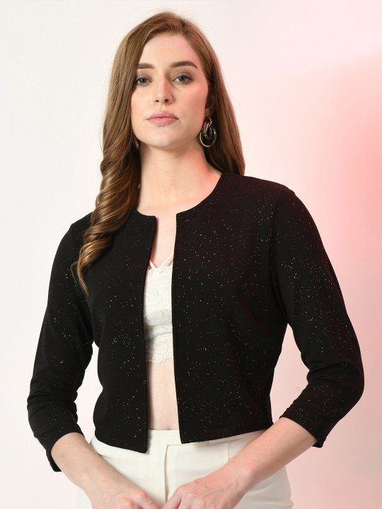 Embellished Crop Open Front Shrug