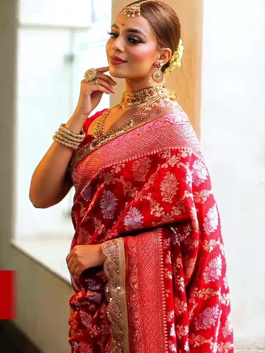 Woven Design Zari Poly Georgette Banarasi Saree