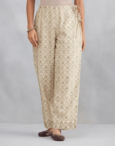 Natural Cotton Silk Hand Block Printed Ijar