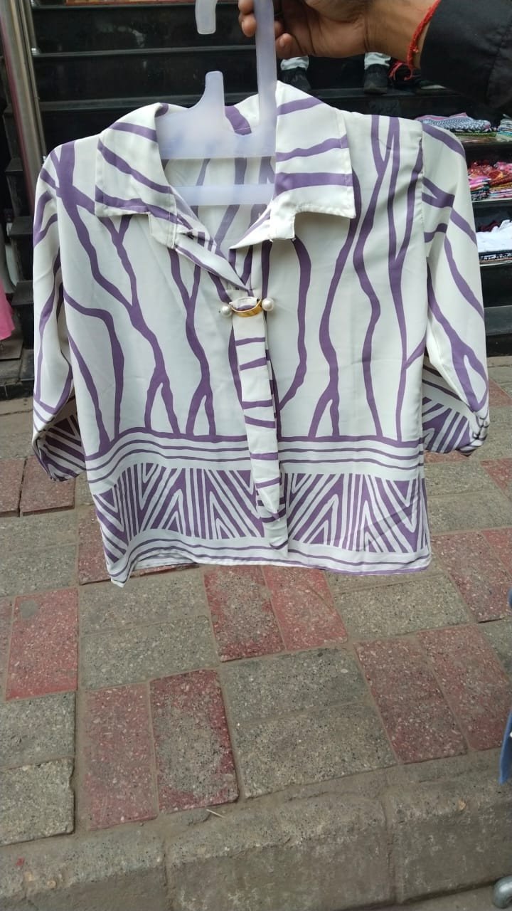 Lavender Wave Printed Shirt Top